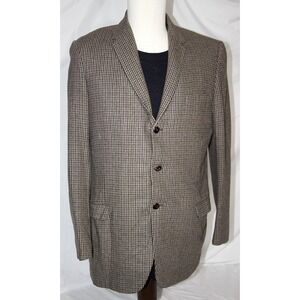 BERNARD ALTMAN VINTAGE 40R CASHMERE CHECK SPORT COAT 3/2 ROLL IVY TRAD
